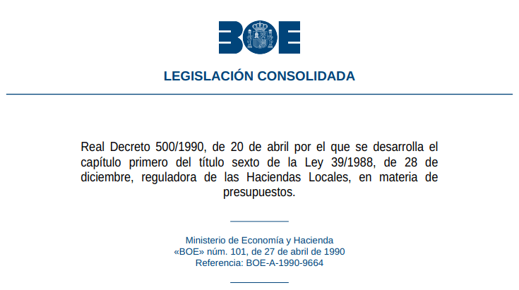 Test del Real Decreto 500/1990, de 20 de abril